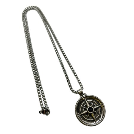 necklace steel silver combass